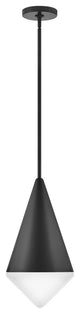Lark Betty 9.5" Medium Conical Pendant Light, Black + Cased Opal Glass