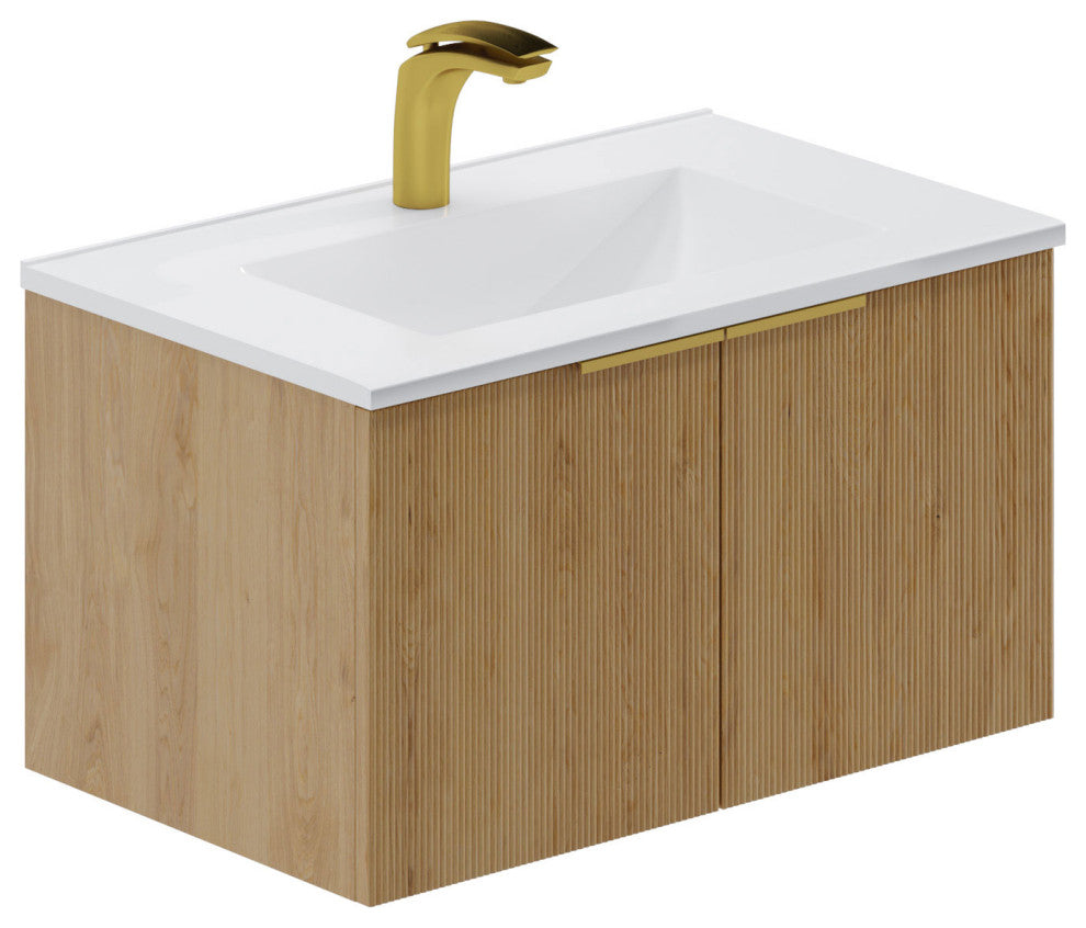 Pershing 30" Single Vanity Set, Oak Natural, Ceramic Basin