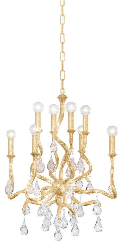 Corbett Lighting 414-23 Aveline 8 Light 22"W Crystal Candle Style - Gold Leaf