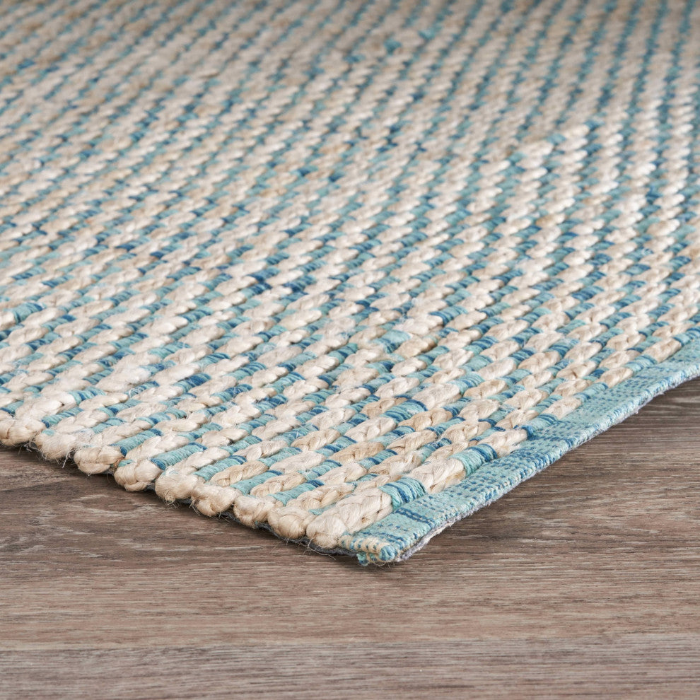 5" x 8" Blue and Beige Toned Area Rug