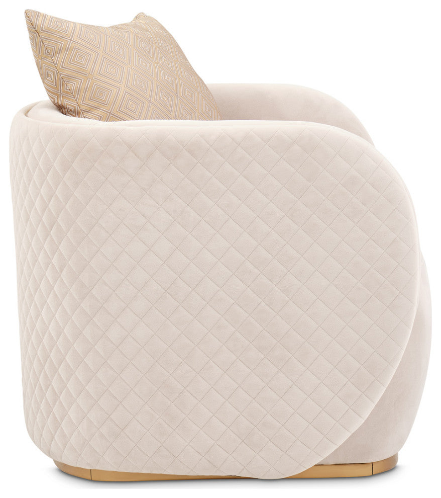 Ariana Velvet Accent Chair, Beige/Gold