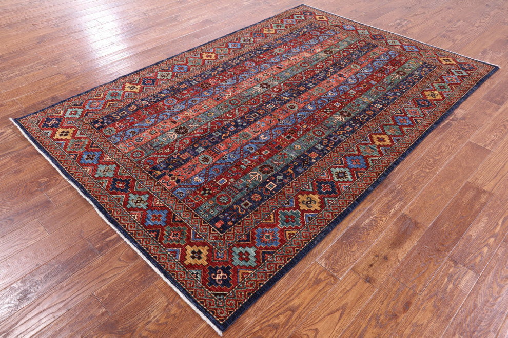 5' 10" X 8' 9" Tribal Persian Gabbeh Shall Hand Knotted Wool Rug Q11153