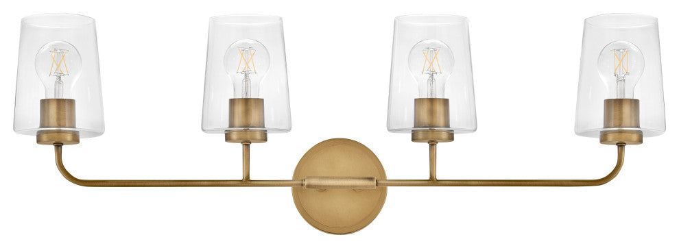 Lark Kline Large Four Light Vanity, Heritage Brass