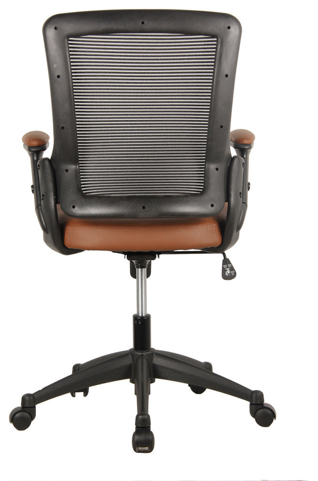 Techni Mobili Mid-Back Mesh Task Office Chair with Height Adjustable Arms, Brown