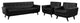 Engage 3 Piece Leather Living Room Set, Black