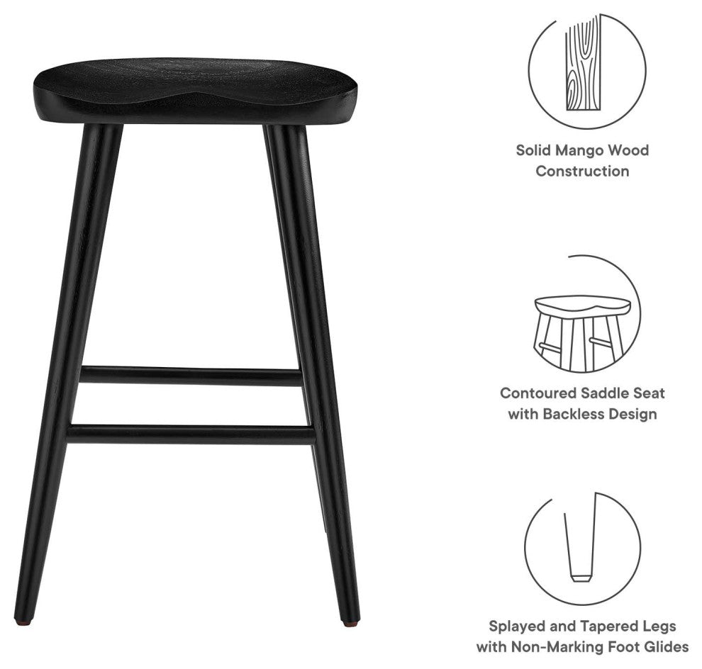 Saville Backless Wood Counter Stools - Set of 2
