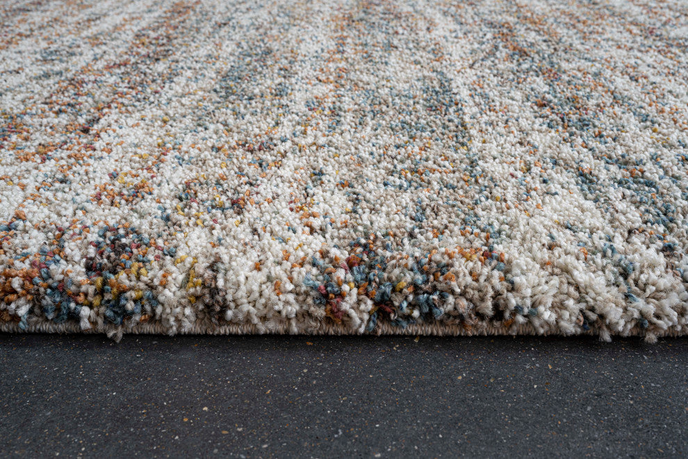 Granada Ezra Ivory, Blue, Orange, and Rust Olefin Shag Area Rug