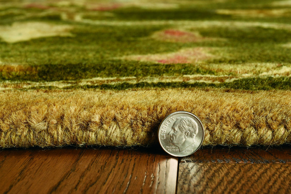 HomeRoots 5'x8' Emerald Green Hand Tufted Traditional Floral Indoor Area Rug