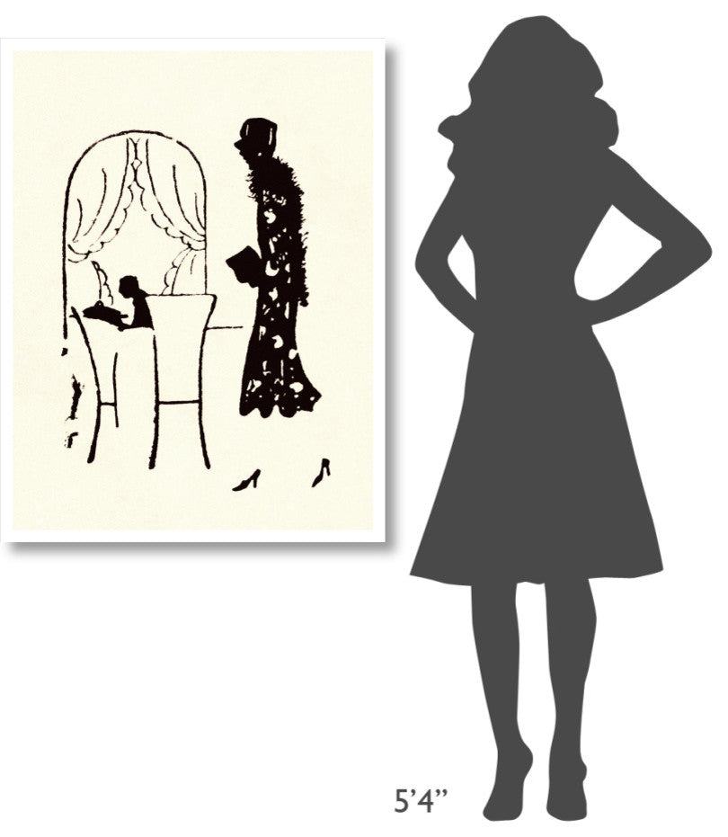 "Dressed Woman Walks Into a Restaurant" Paper Print by Maxfield Parrish, 32"x42"