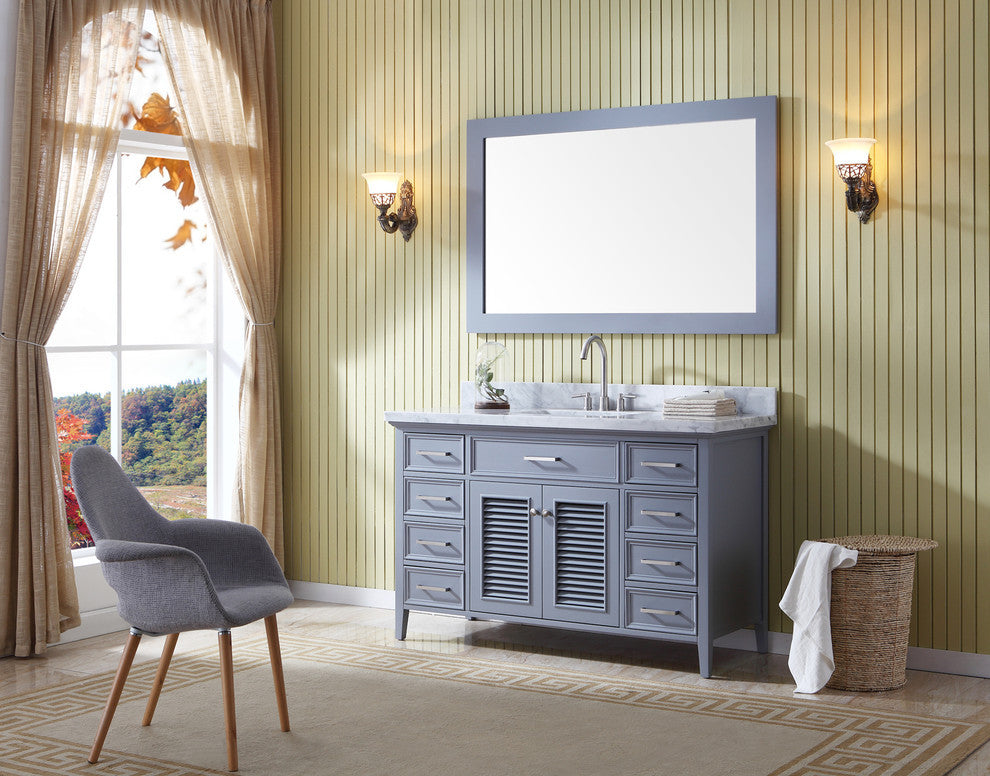 Ariel Kensington 55" Traditional Single Sink Vanity Set, Gray