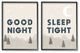 Good Night Sleep Tight Phrase Mountain Landscape Illustration, 2pc, each 16 x 20