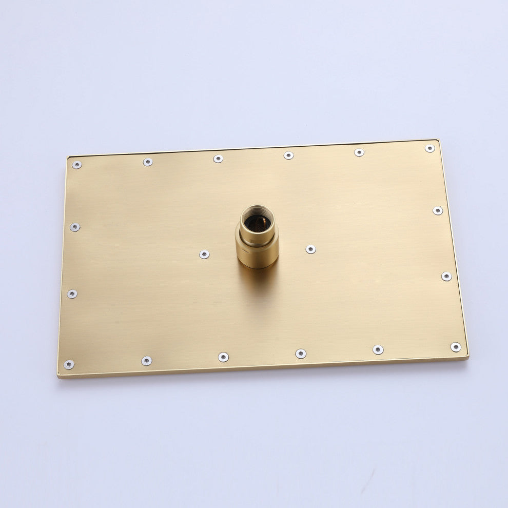 Ceiling Mounted Rain Shower System with Hand Shower-Includes Rough-in Valve, Brushed Gold