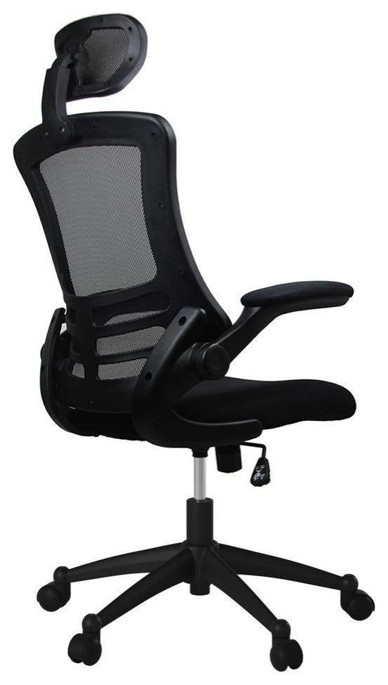 Modern High-Back Mesh Executive Office Chair With Headrest And Flip Up Arms
