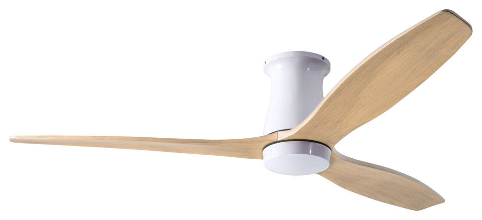 Modern Fan Company Arbor Flush Mount 54" DC Ceiling Fan, Gloss White Motor, Mapl