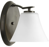 Bravo Collection 1-Light Antique Bronze Etched Glass Modern Bath Vanity Light