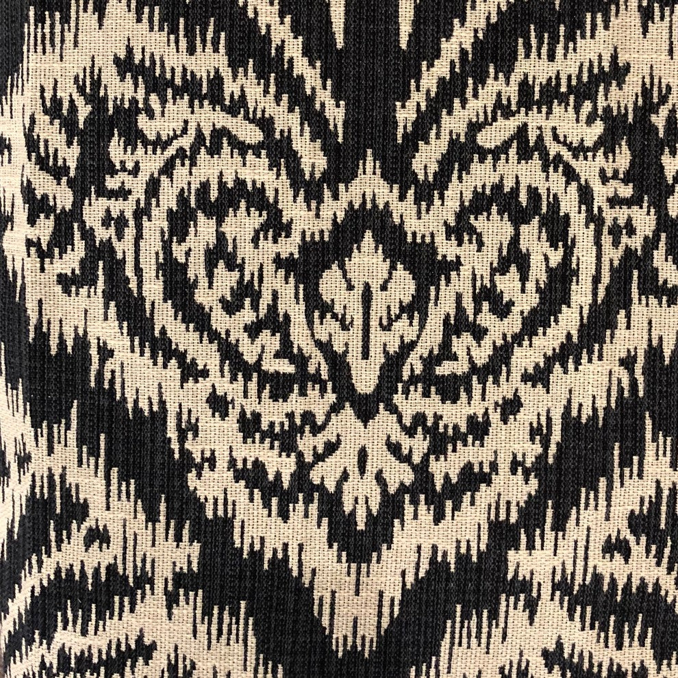 Floral Fantasy Black and Beige Luxury Throw Pillow, 18"x18"