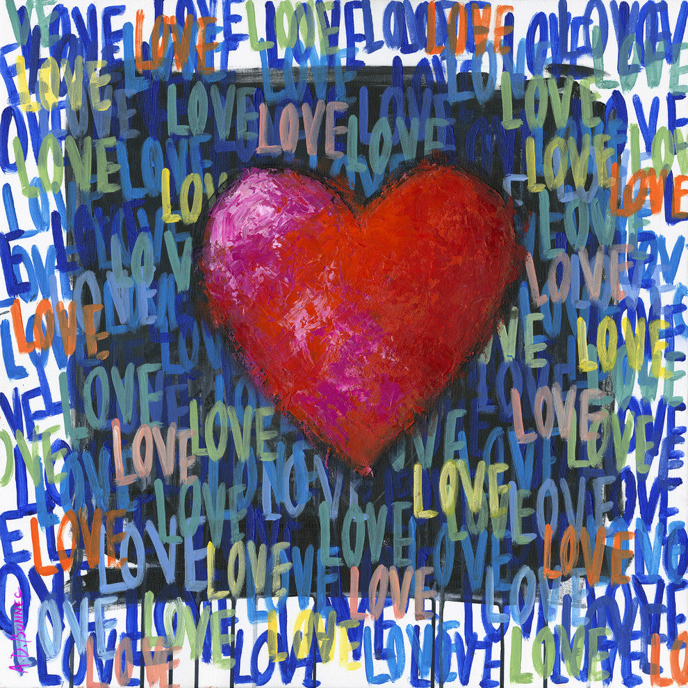 "Blue Love" Painting Print on Wrapped Canvas, 48x48