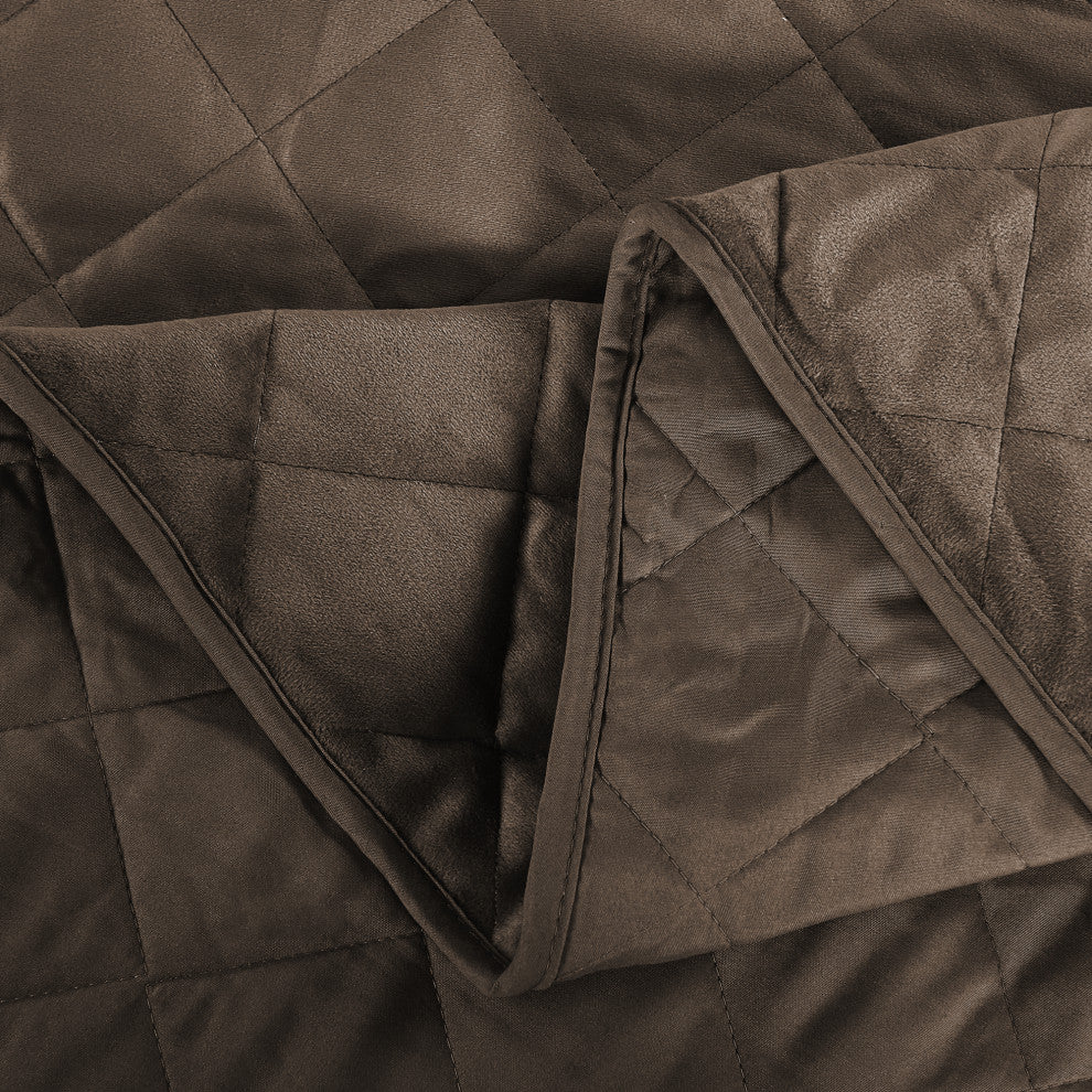 Velvet Quilted 5 Piece Bed Spread Set, Carafe, Over-Sized King 122" X 106"