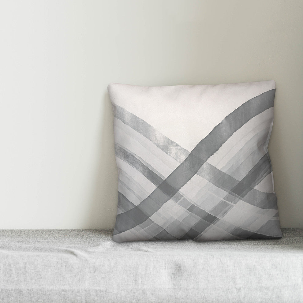Abstract Grey Waves 18x18 Throw Pillow