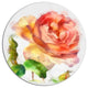 Bloomy Red Rose Watercolor Drawing, Floral Disc Metal Artwork, 23"