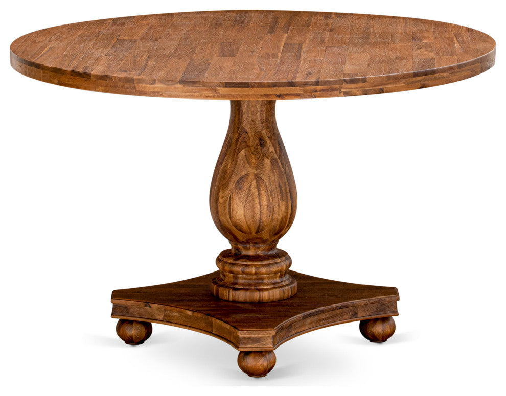 Irving Dining Table, Rustic Rubberwood Table, Sandblasting Antique Walnut Finish