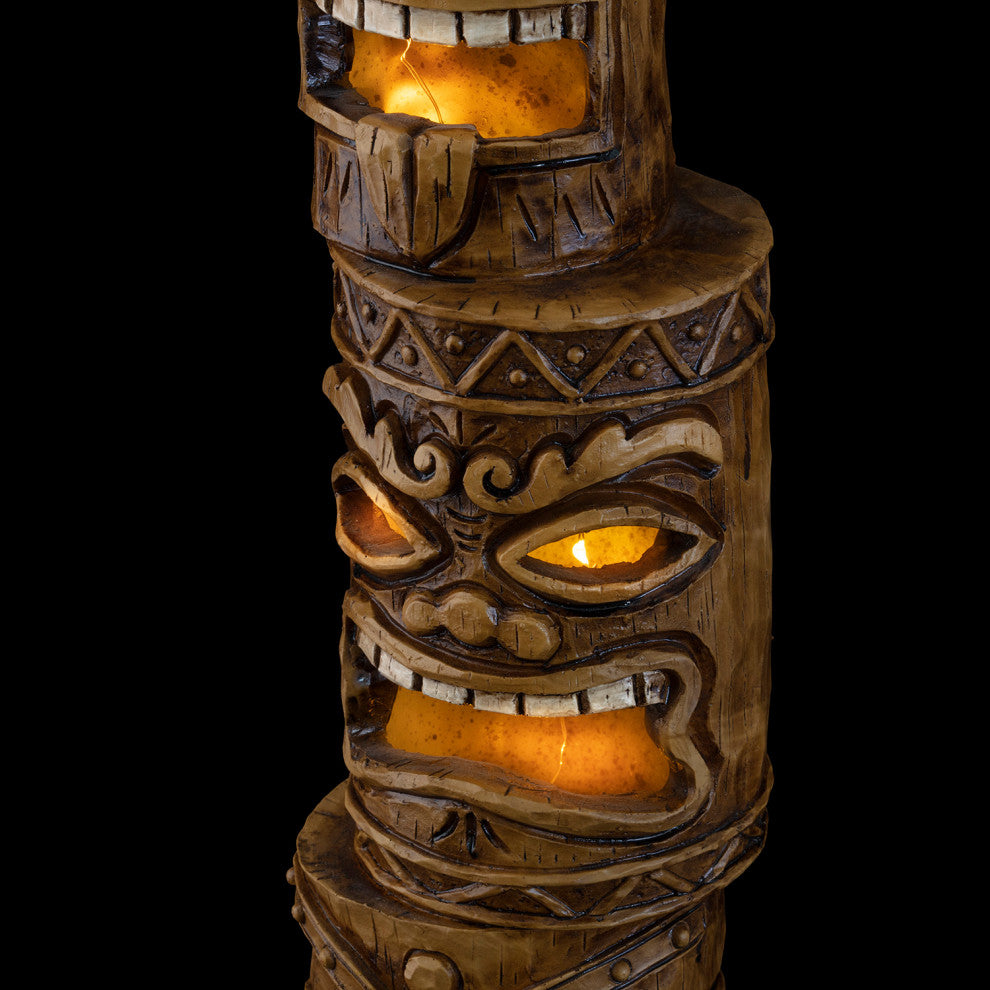 20" Tall 3-Tier Tiki Totem Statue with Solar LED Lights