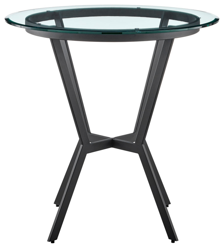3-Piece Counter Height Dining Set In Black Metal and Gray Faux Leather