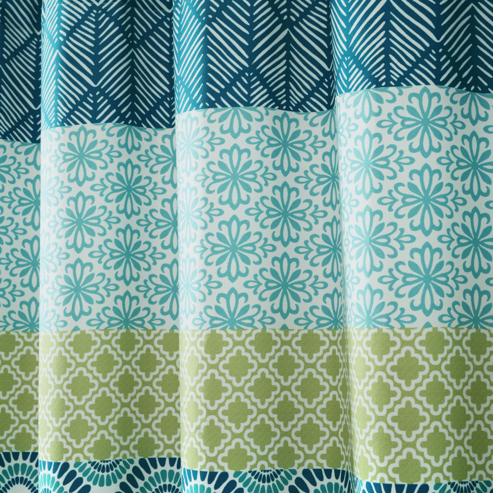 Bohemian Stripe 72x72 Shower Curtain, Blue/Green