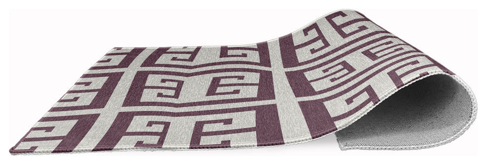 Greek Key Patterned Chenille Rug