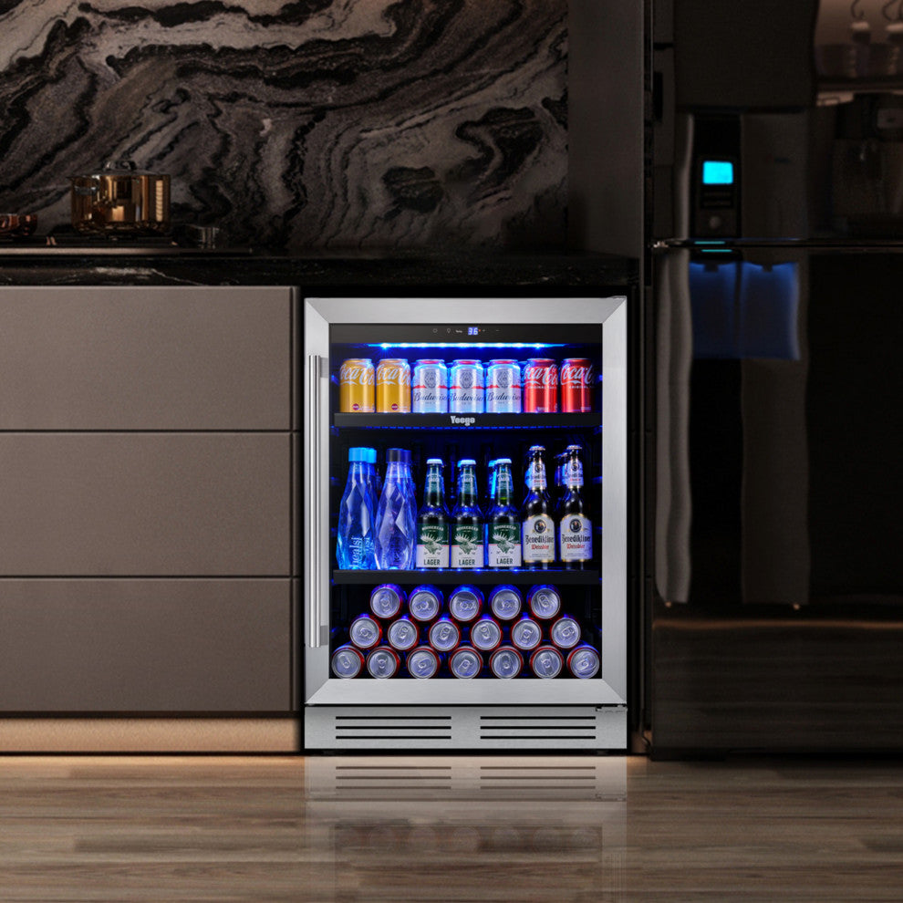 Yeego24" Refrigerators Beverage Cooler Cellar Cooling 180 Cans  Built- in