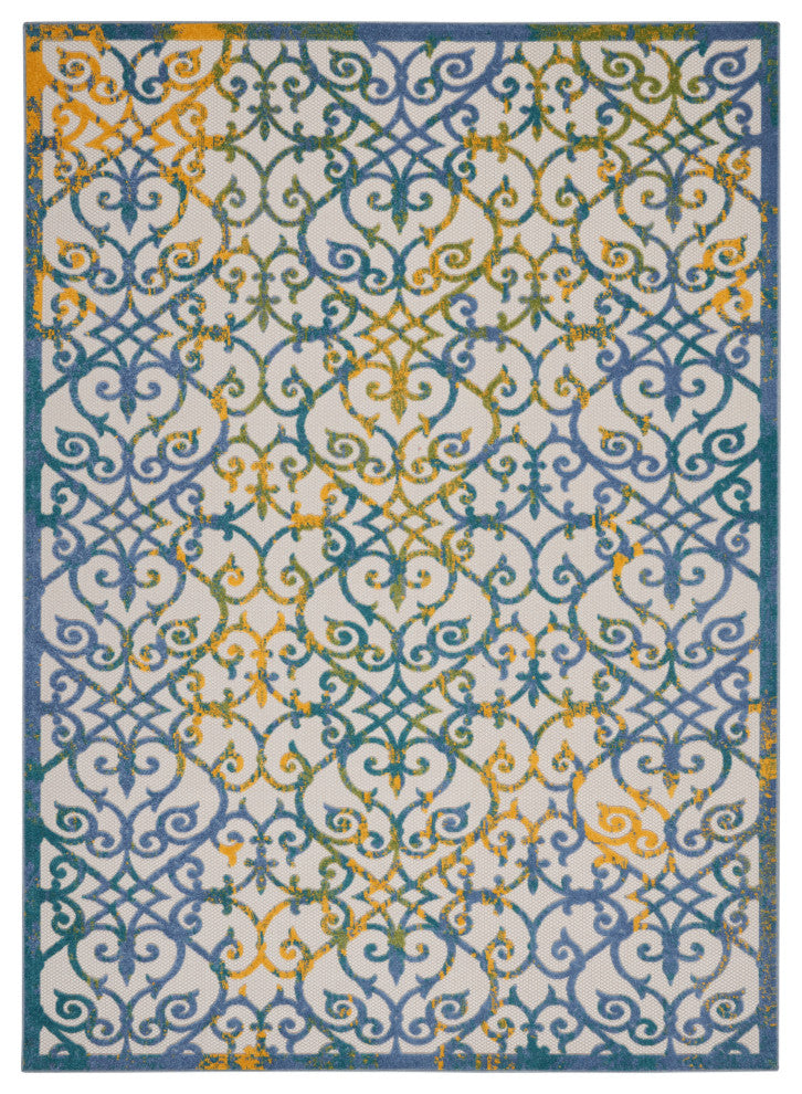 Nourison Aloha 9' x 12' Ivory Blue Contemporary Area Rug