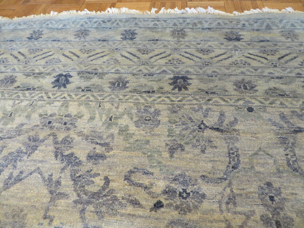 Hand-Knotted Beige Gray Fine Oushak Vegetable Dyes Oriental Rug, 8x10