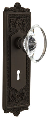 Egg & Dart Plate With Oval Clear Crystal Knob, Oil-Rubbed Bronze