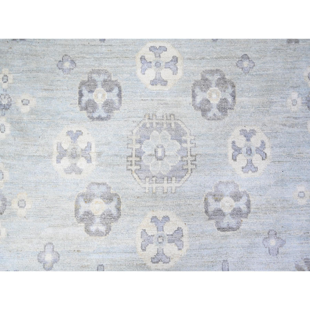 Chrome Gray Wool Hand Knotted White Wash Peshawar Oversized Rug, 11'10"x16'3"