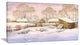 "Old Winter Village" Landscape Watercolor Canvas Print, 32"x16"