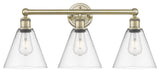 Berkshire 3-Light 26" Bath Vanity Light, Antique Brass Finish, Clear Shade