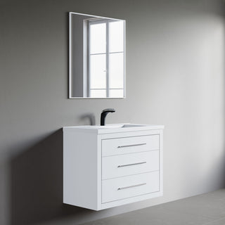 Sherwood 36" Single Vanity Set, White, Chrome Trim, Floating Only
