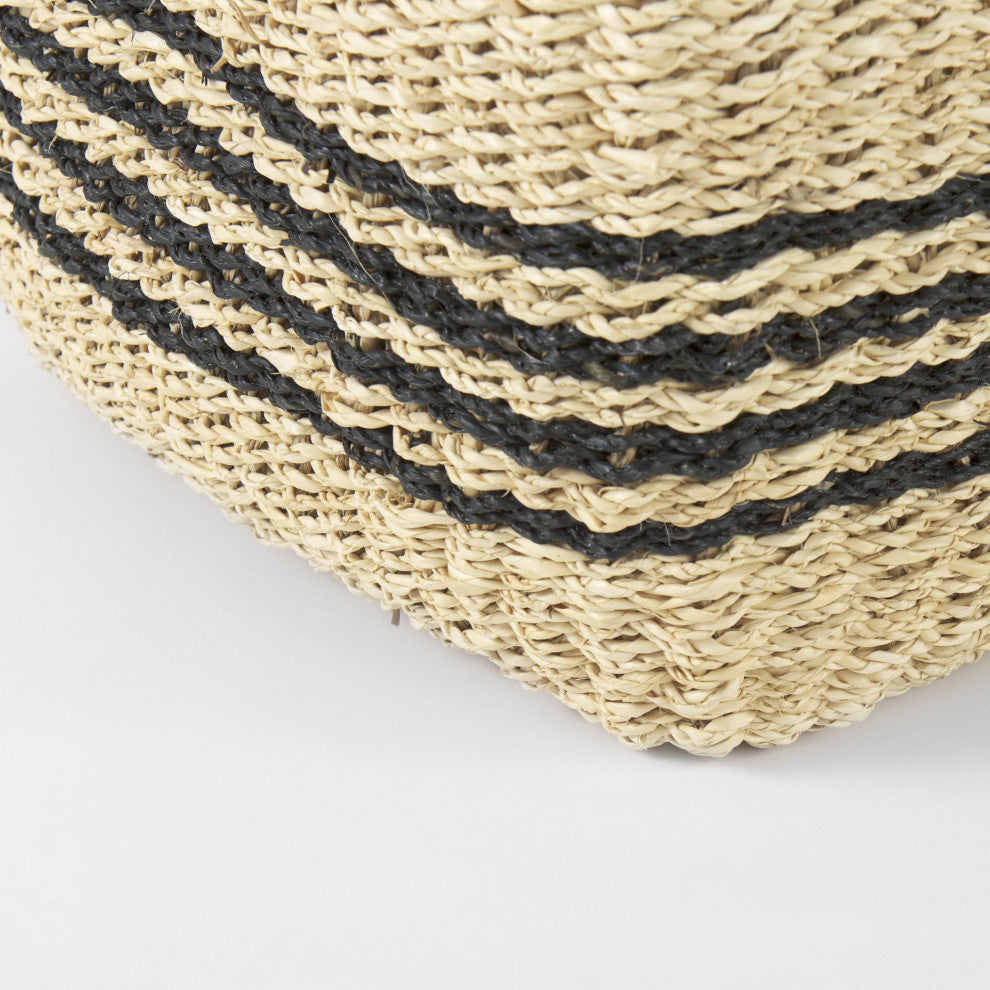 Set of Two Striped Wicker Storage Baskets