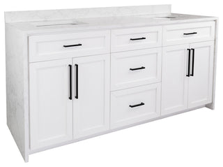 Palisade 72" Bathroom Vanity, White, Engineered Marble