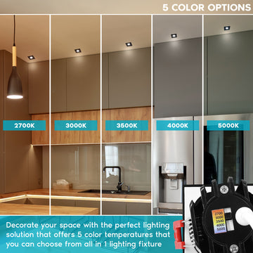 Luxrite 1" Square LED Recessed Light 7W 5CCT 500lm Wet Rated Black 4PK