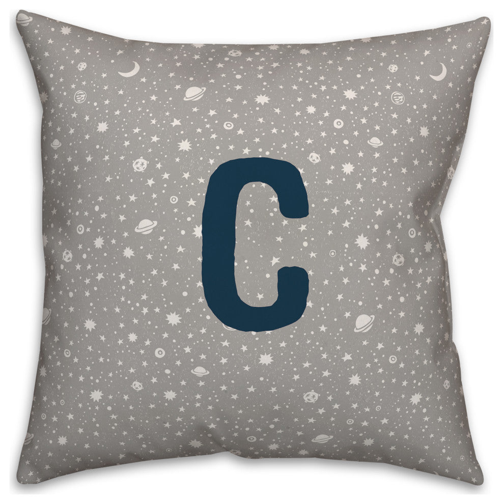Monogram C Space Doodle 16x16 Spun Poly Pillow