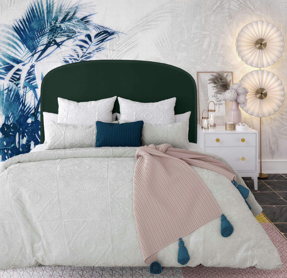 TOV Furniture Vivi Forest Green Velvet Bed in Queen