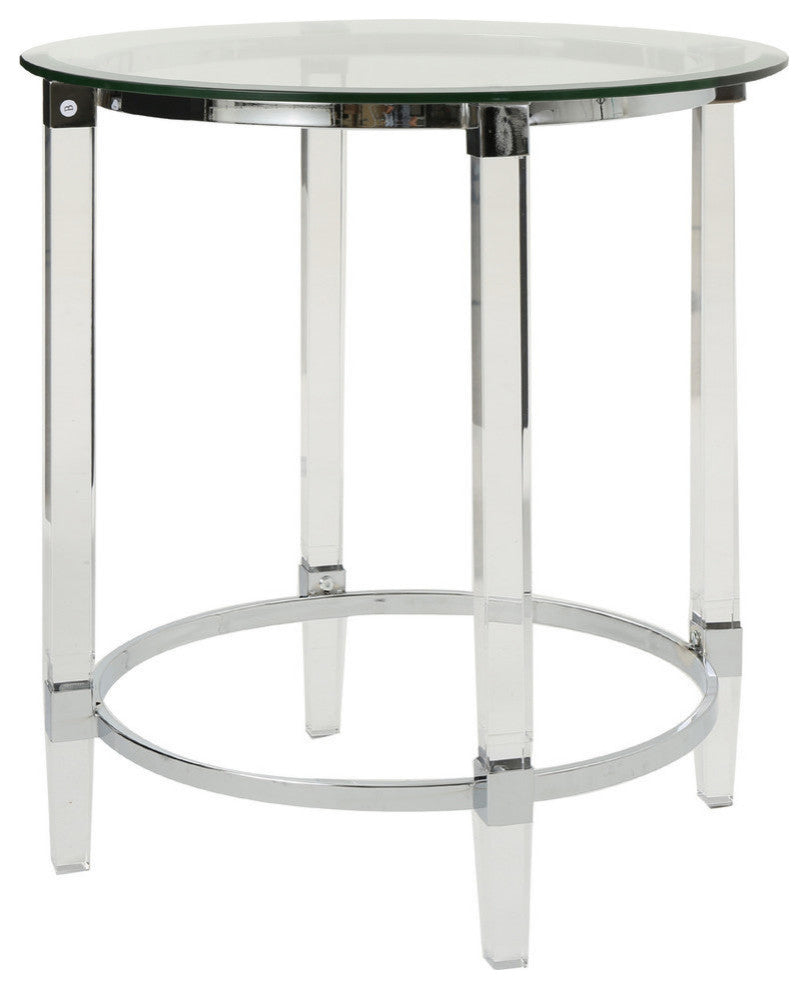 GDF Studio Orson Acrylic and Tempered Glass Square Circular End Table