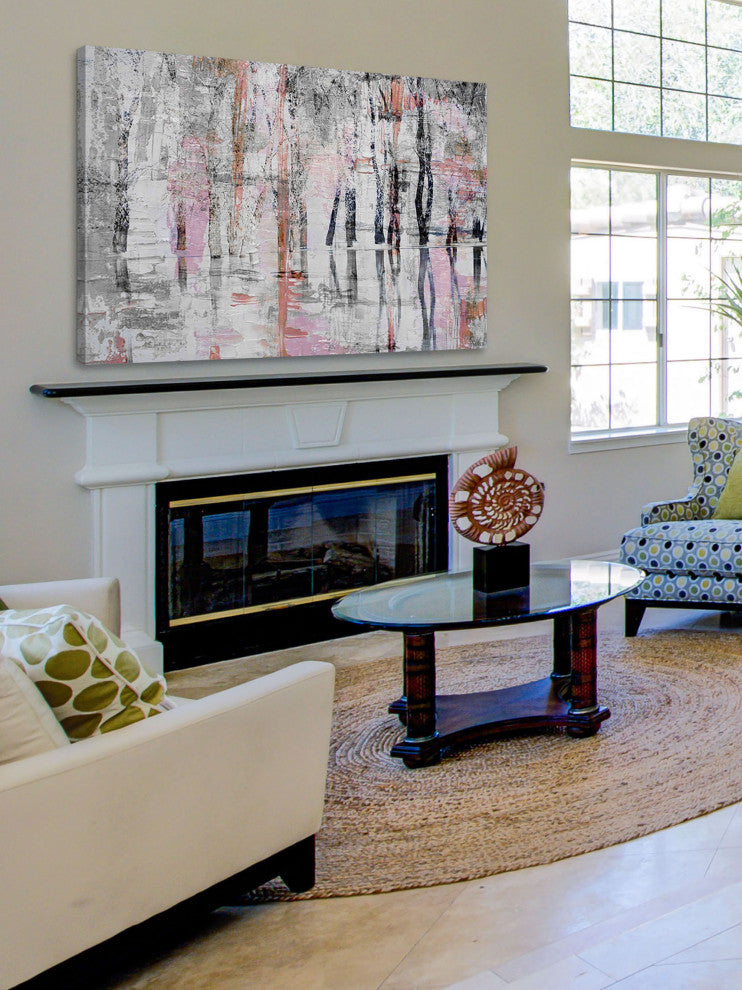 "Pink Haze" Painting Print on Wrapped Canvas, 60"x40"