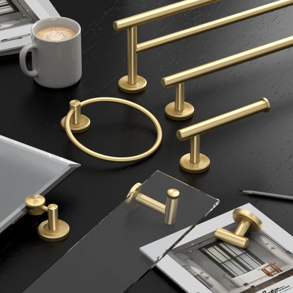 Square Freestanding Toilet Paper Holder, Brushed Brass, Single
