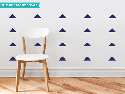 Wide Triangle Fabric Wall Decals, Set of 32, Navy