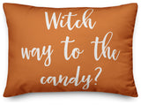 Witch Way To the Candy Lumbar Pillow, Orange, 14"x20"