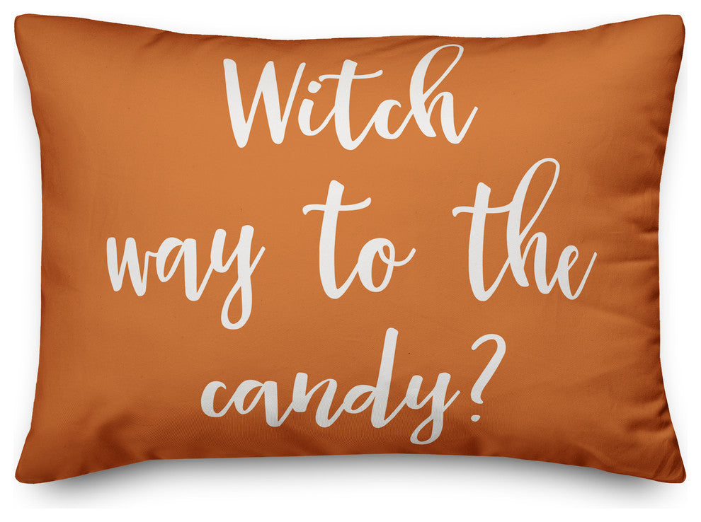 Witch Way To the Candy Lumbar Pillow, Orange, 14"x20"
