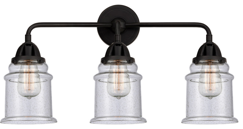 288-3W-BK-G184-LED Canton 3 Light 24" Bath Vanity Light, Matte Black