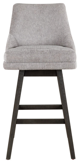 Branson Gray Solid Wood 30" Swivel Barstool, Gray Fabric, Set of 2